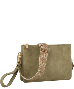 Multi Compartment Crossbody Bag with Guitar Strap TD0039 SAGE